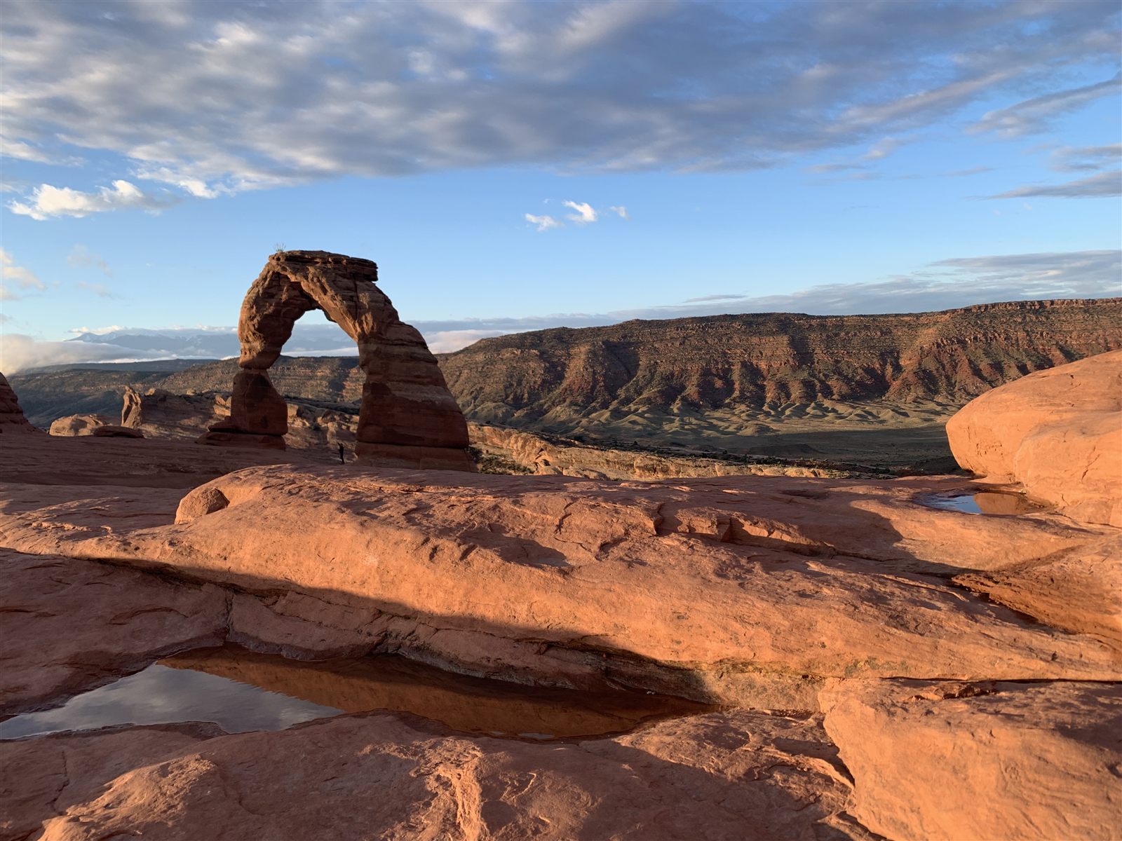 Delicate Arch in Arches National Park, Utah, after rainfall.